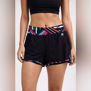 FILA || Sport Focus Black Multicolor Running Shorts. Sz. XL